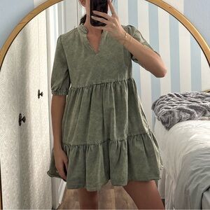 Green Dress Denim Material Babydoll